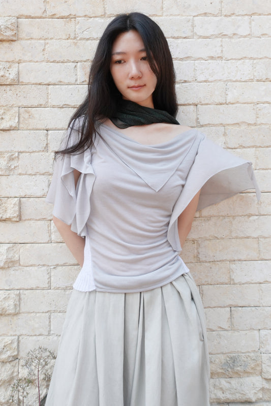 RIB 005 'Dancing Sleeves Back knit Jersey Top'