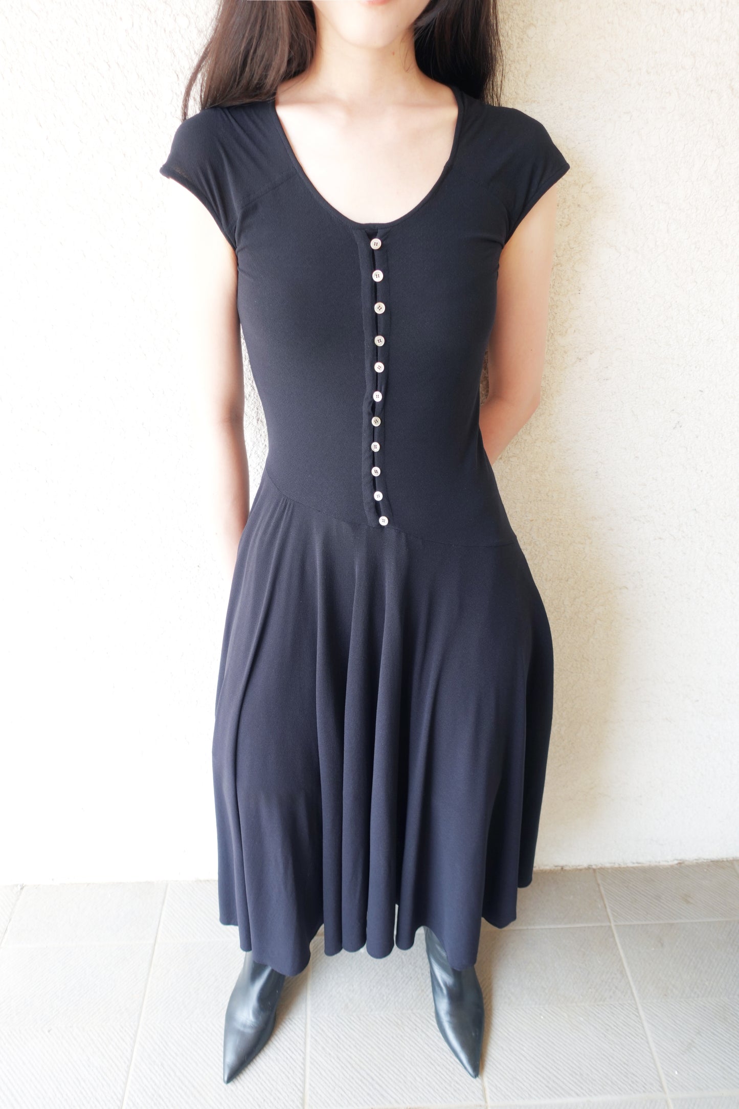 DRAPE 008 'Boudoir Layered Button Dress'