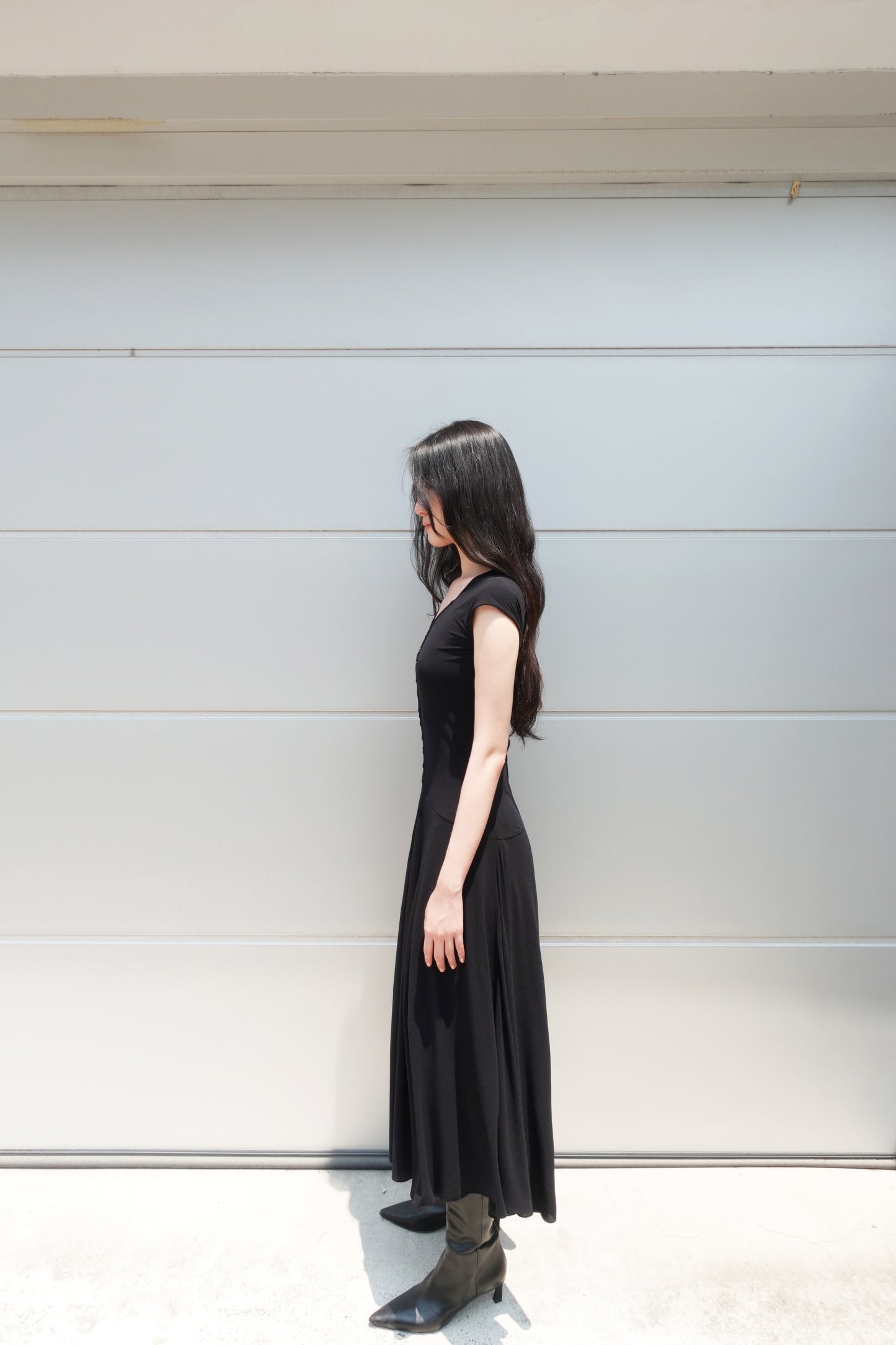 DRAPE 008 'Boudoir Layered Button Dress'