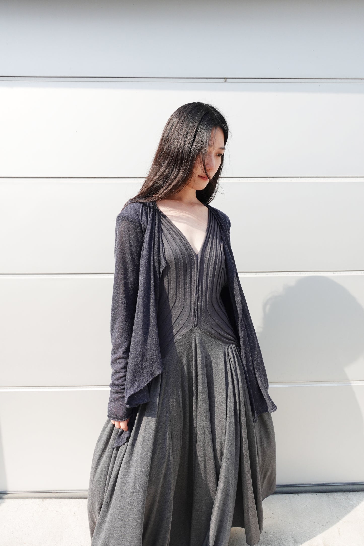 DRAPE 011 'Disheveled Drape Sheer Wool Cardigan'