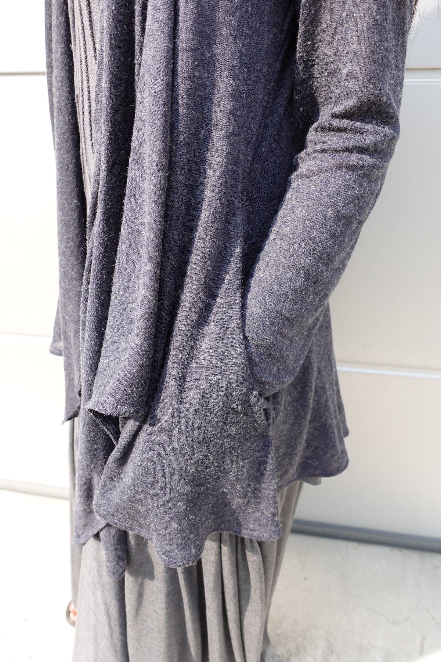 DRAPE 011 'Disheveled Drape Sheer Wool Cardigan'