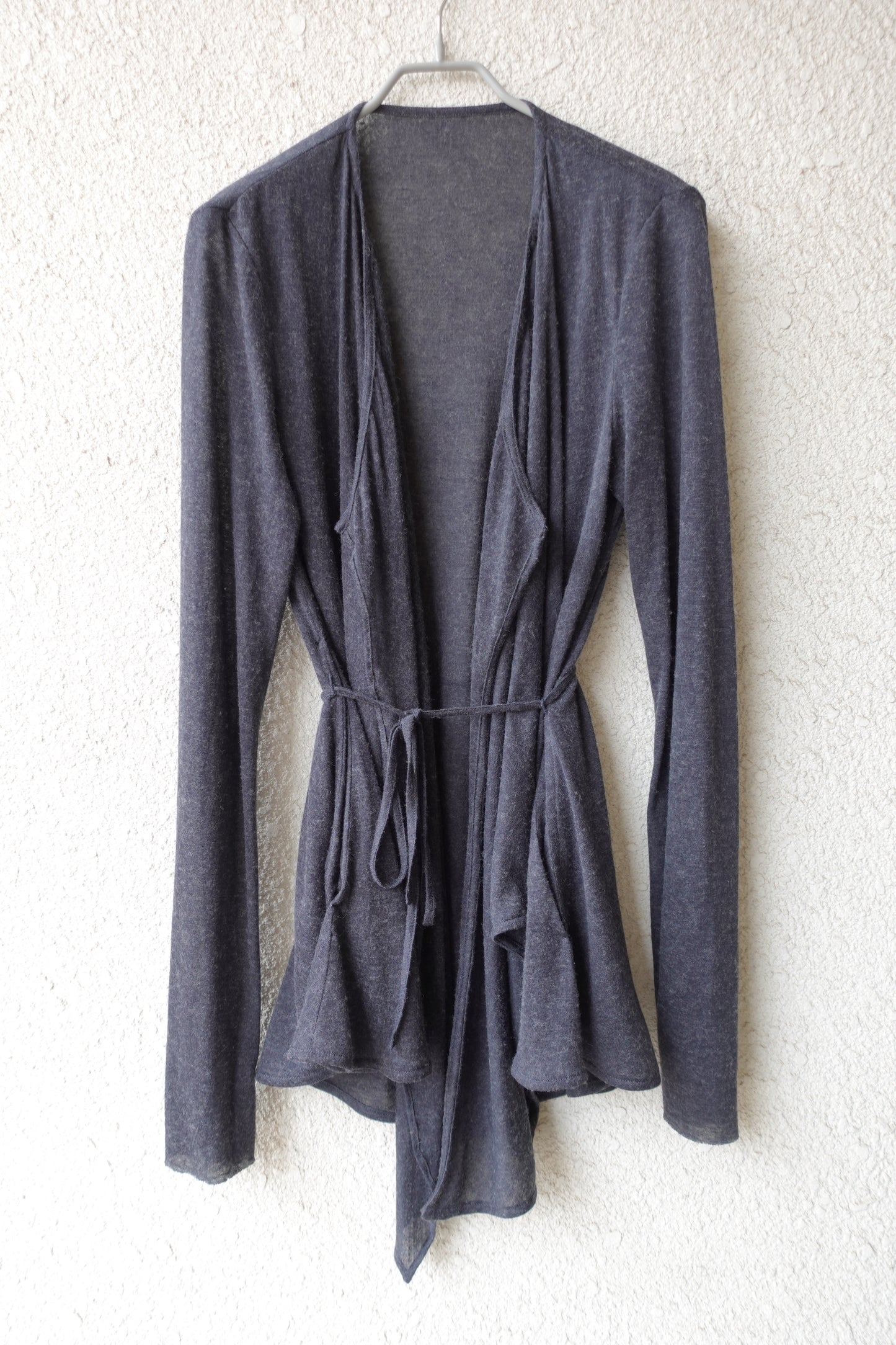 DRAPE 011 'Disheveled Drape Sheer Wool Cardigan'