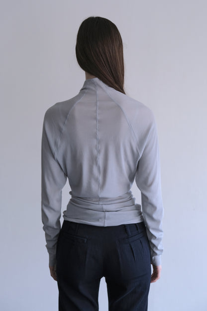 RIB 006 'Sheer Rib Cowl Jersey Top'