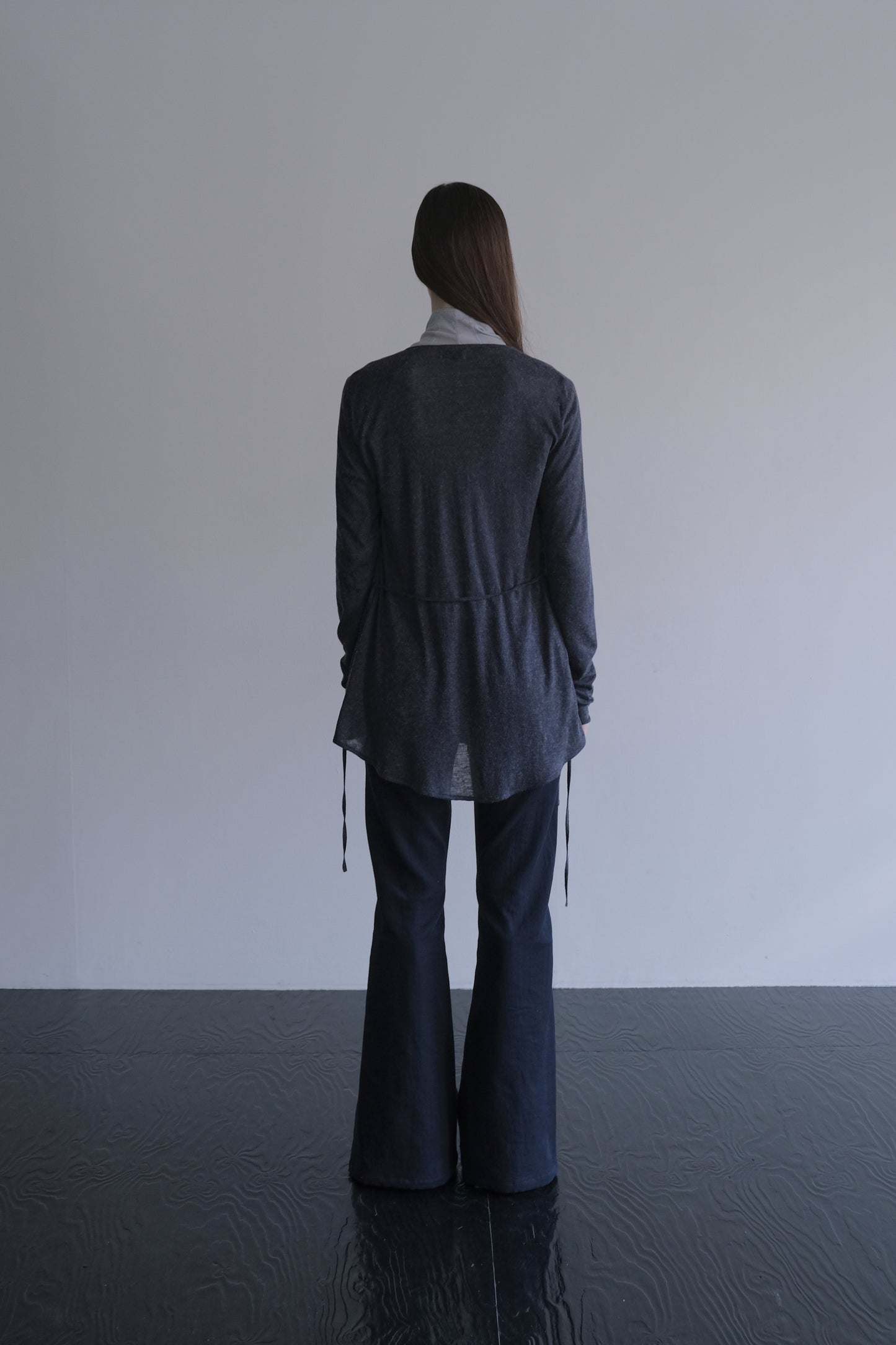 DRAPE 011 'Disheveled Drape Sheer Wool Cardigan'