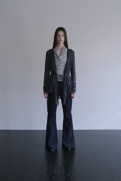 DRAPE 011 'Disheveled Drape Sheer Wool Cardigan'