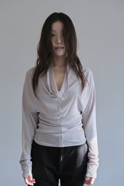 RIB 006 'Sheer Rib Cowl Jersey Top'