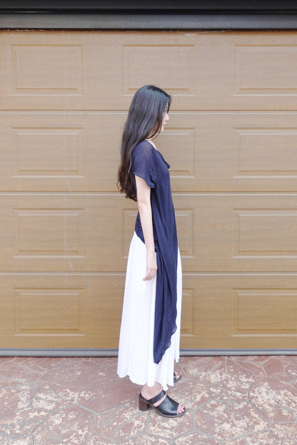 DRAPE 007 'Buttoned Linen-Jersey Skirt'