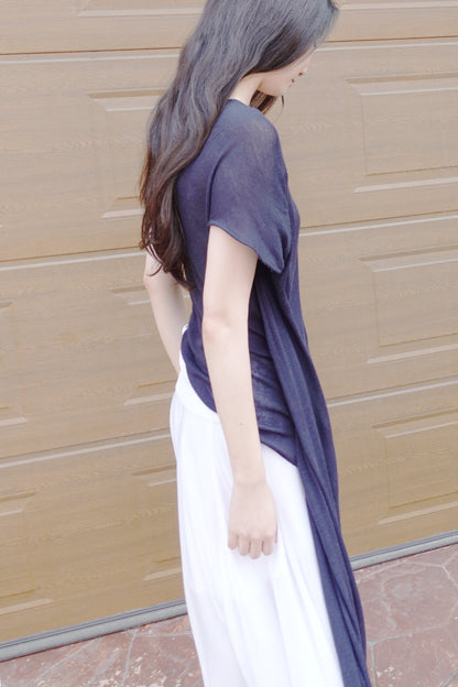 DRAPE 007 'Buttoned Linen-Jersey Skirt'