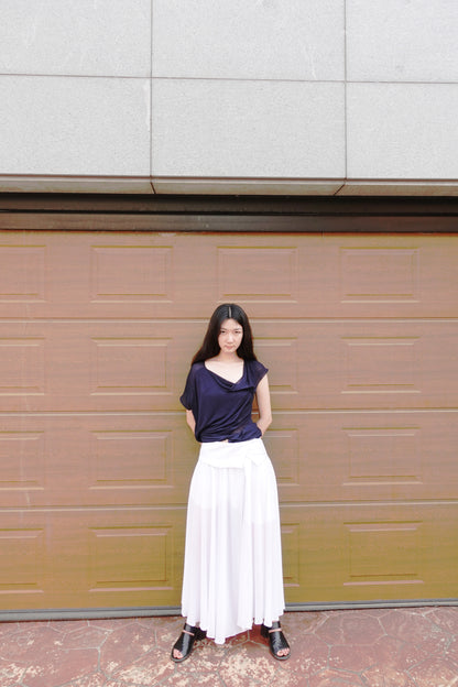 DRAPE 007 'Buttoned Linen-Jersey Skirt'