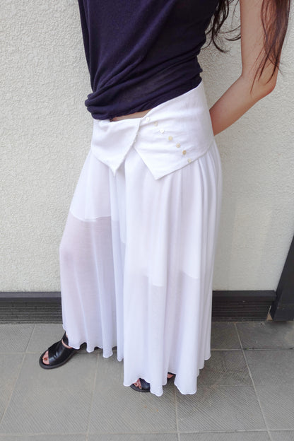 DRAPE 007 'Buttoned Linen-Jersey Skirt'