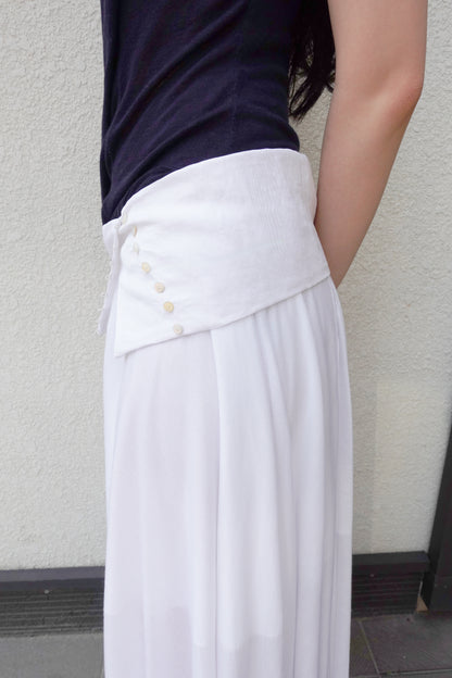 DRAPE 007 'Buttoned Linen-Jersey Skirt'