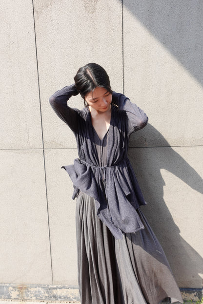 DRAPE 011 'Disheveled Drape Sheer Wool Cardigan'