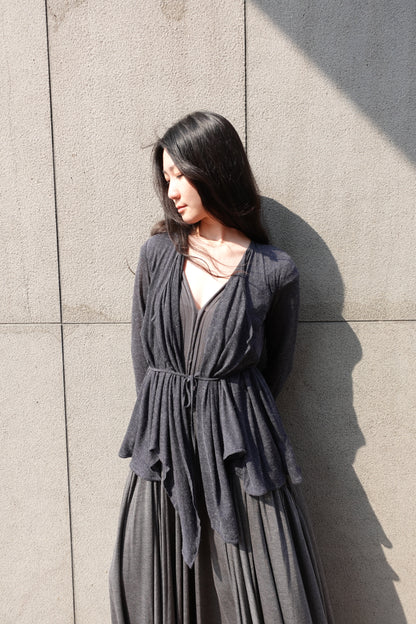 DRAPE 011 'Disheveled Drape Sheer Wool Cardigan'