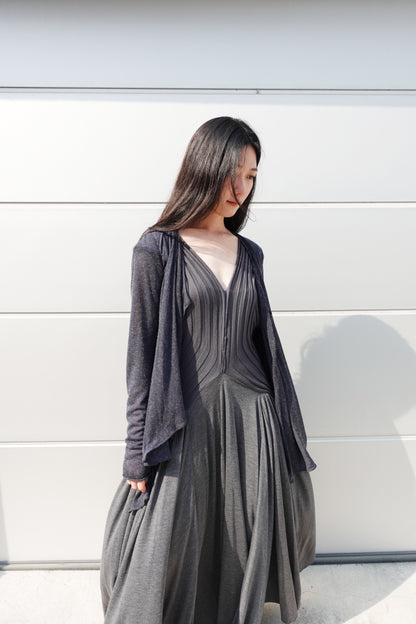 DRAPE 011 'Disheveled Drape Sheer Wool Cardigan'
