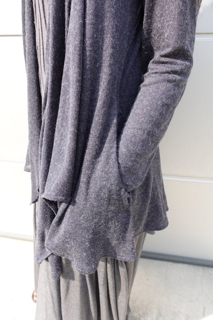 DRAPE 011 'Disheveled Drape Sheer Wool Cardigan'