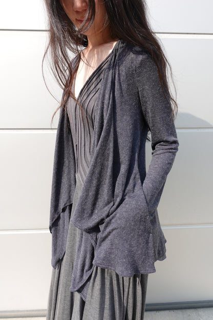 DRAPE 011 'Disheveled Drape Sheer Wool Cardigan'