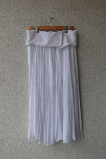 DRAPE 007 'Buttoned Linen-Jersey Skirt'