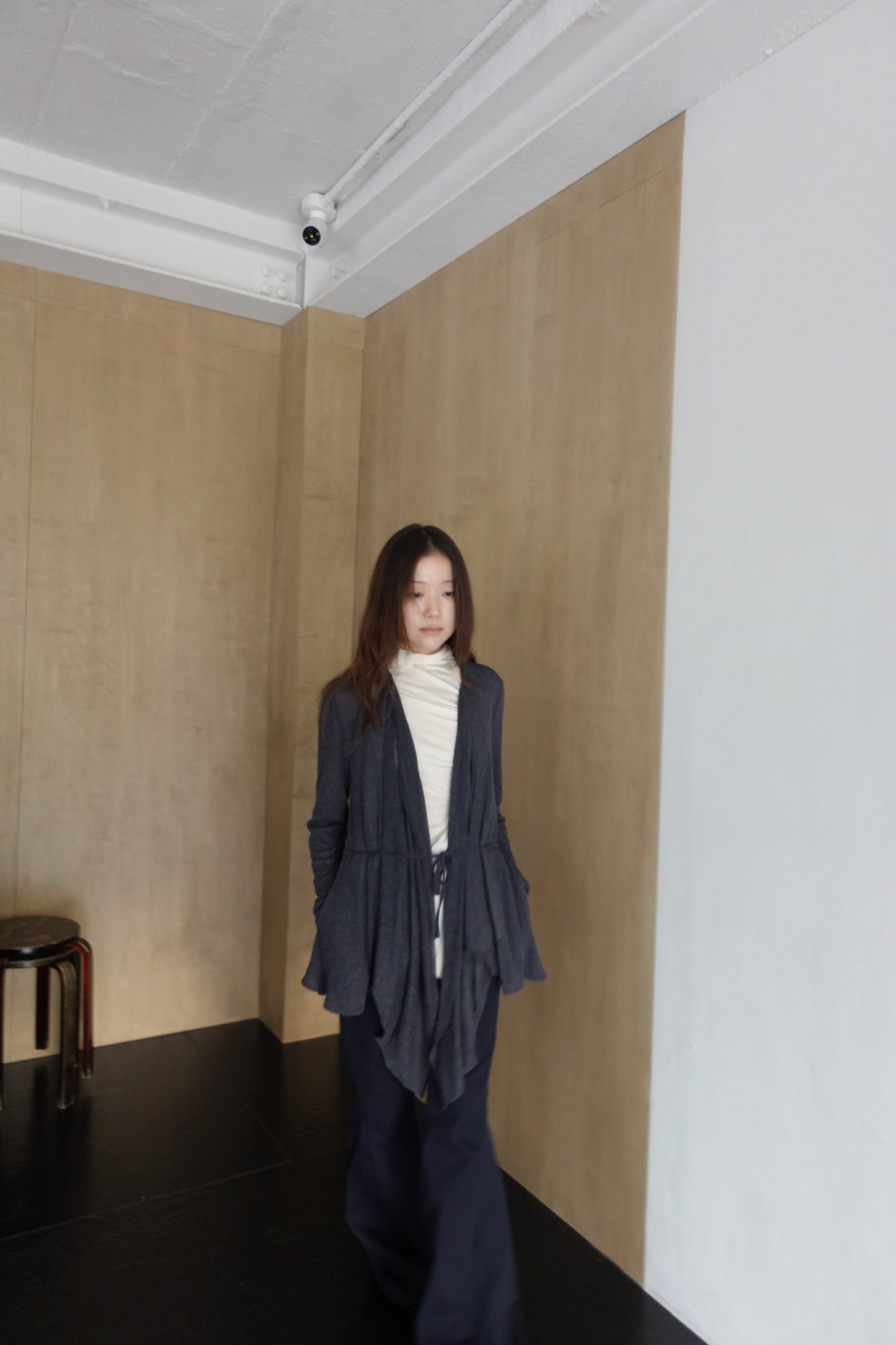 DRAPE 011 'Disheveled Drape Sheer Wool Cardigan'