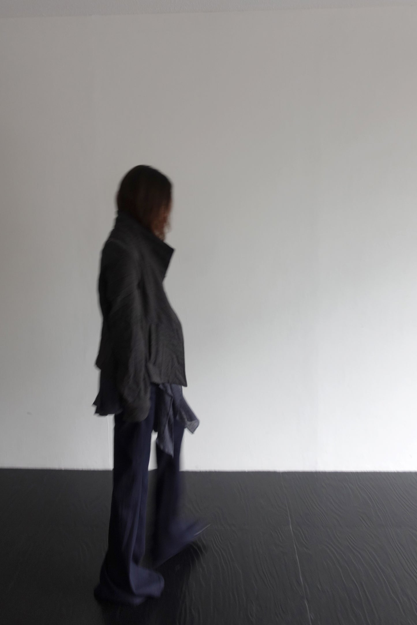 DRAPE 011 'Disheveled Drape Sheer Wool Cardigan'