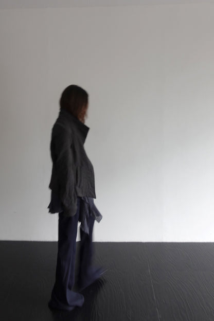 DRAPE 011 'Disheveled Drape Sheer Wool Cardigan'