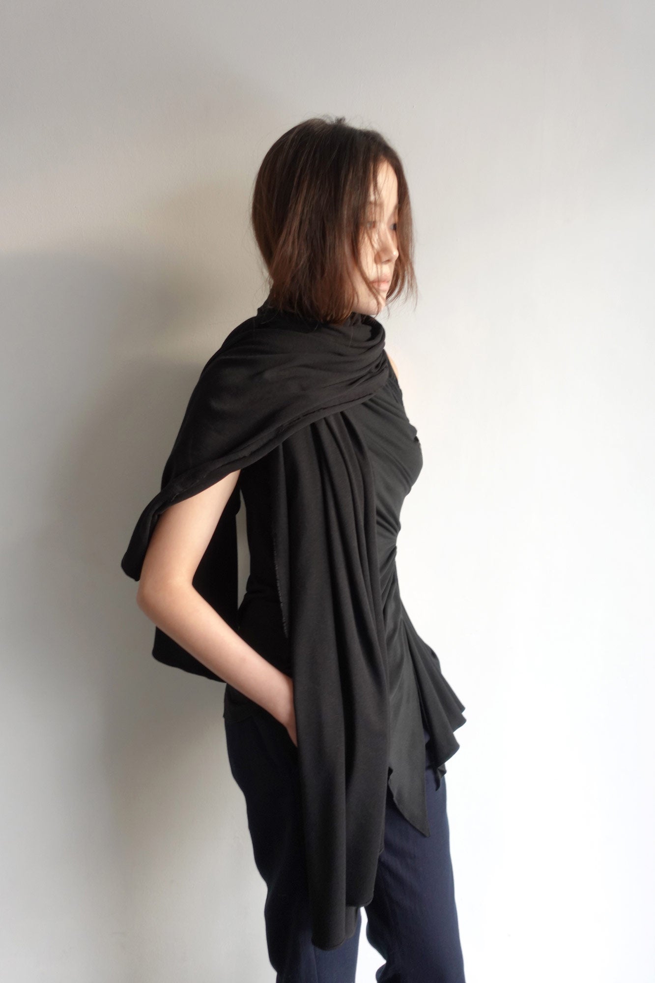 DRAPE 014 'Wool Cascading Shawl Scarf'