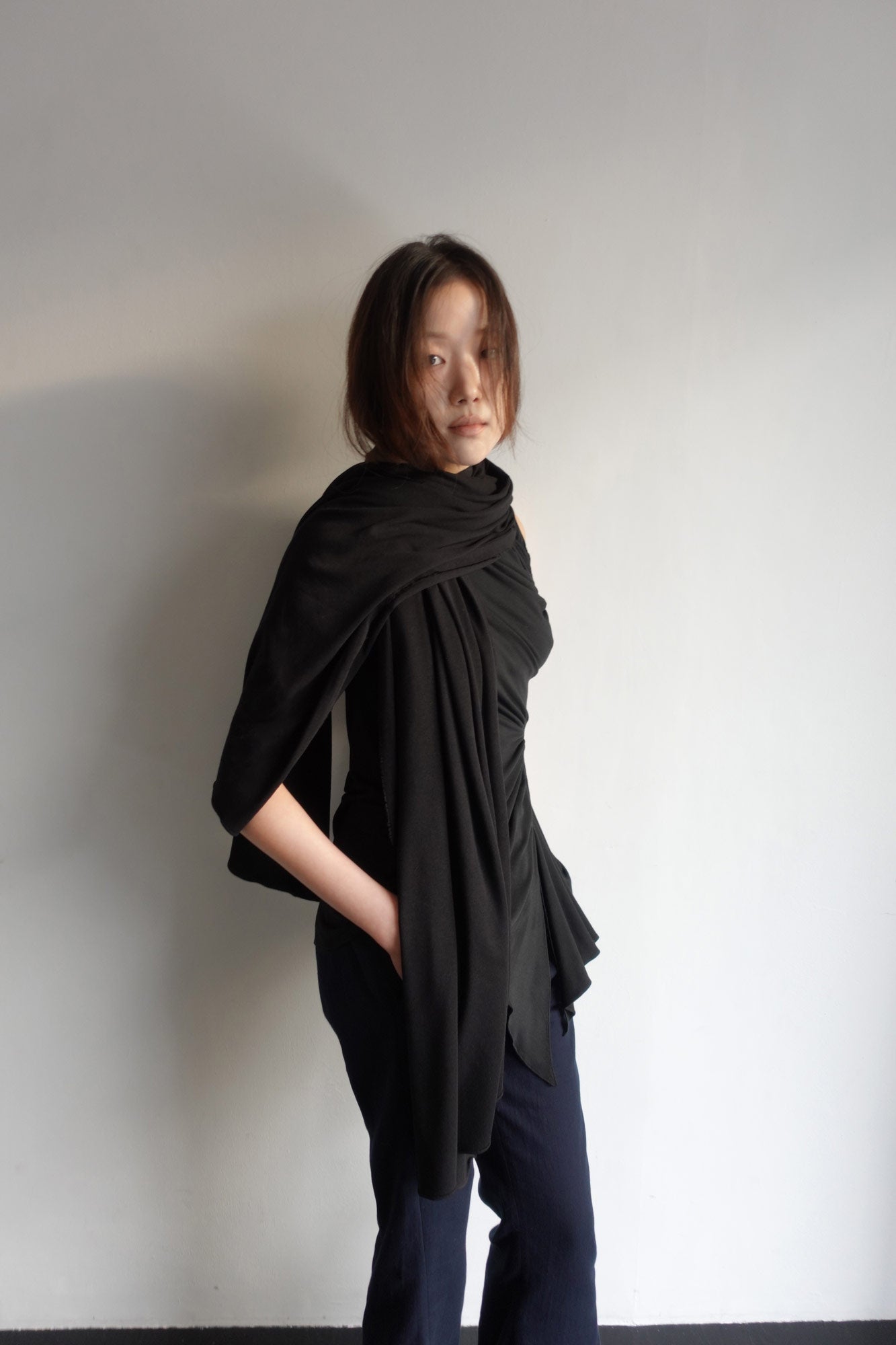 DRAPE 014 'Wool Cascading Shawl Scarf'