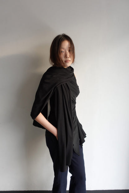 DRAPE 014 'Wool Cascading Shawl Scarf'