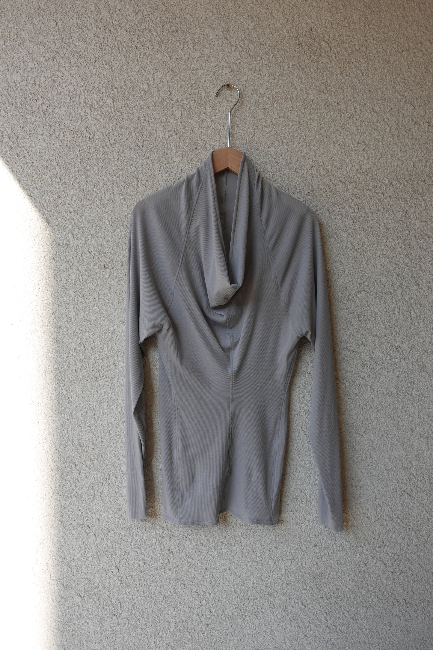 RIB 006 'Sheer Rib Cowl Jersey Top'