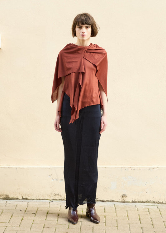 Back hole shirring scarf cape top - 2nd restock