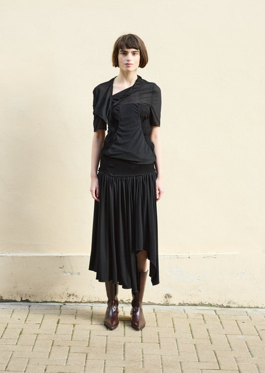 RIB waistband jersey flare skirt